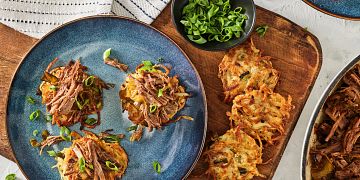 Braised Beef with Potato Latkes